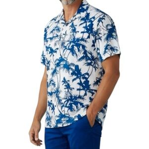 Shore Golf Polo Blue Palm Tree Shirt Made in USA Men's Sz M
